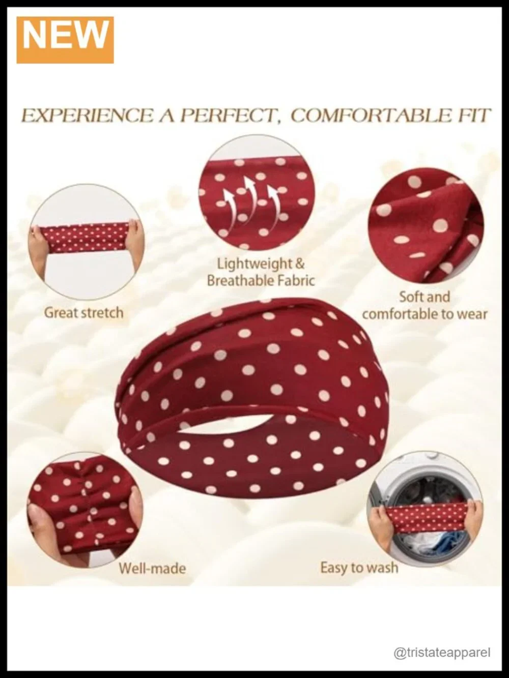 6 Pack Polka Dot Headbands for Women Non Slip Elastic Hair Bands Yoga Workouts